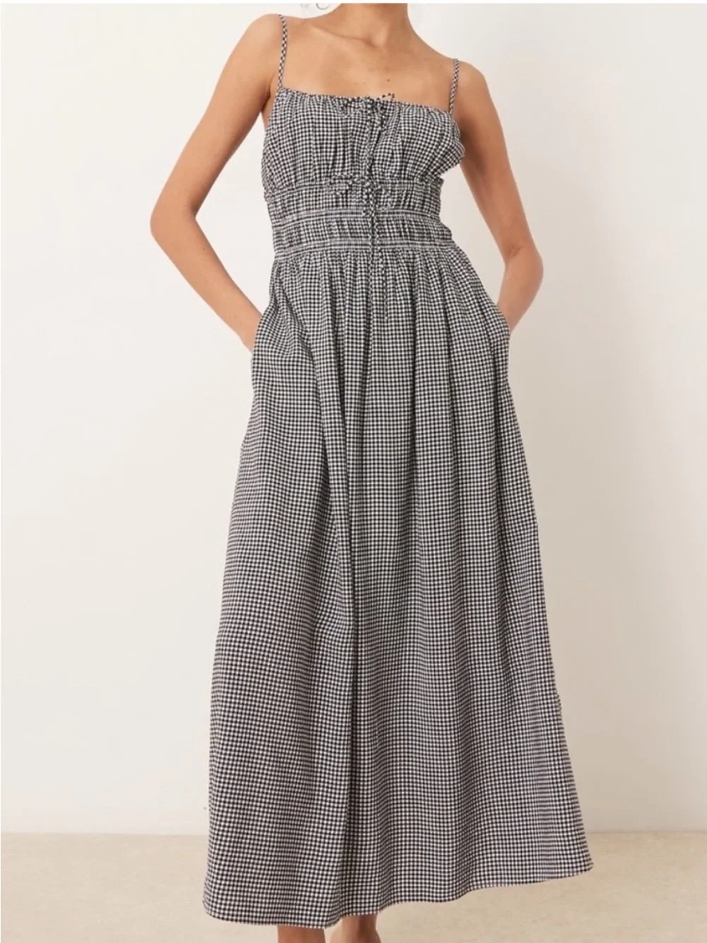 Abercrombie & Fitch Black and White Gingham Maxi Dress